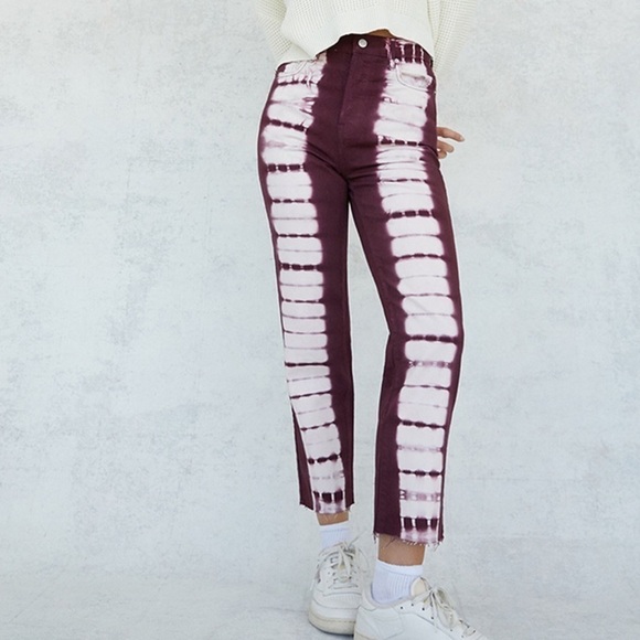 NWT PacSun Eco Raspberry Tie Dye High Rise Straight Leg Jeans - Picture 1 of 5